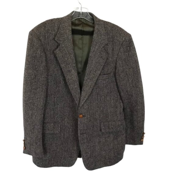 Mens Size 43 REGULAR 43R Vintage Harris 100% Scottish Wool Tweed Blazer Jacket - Picture 1 of 7